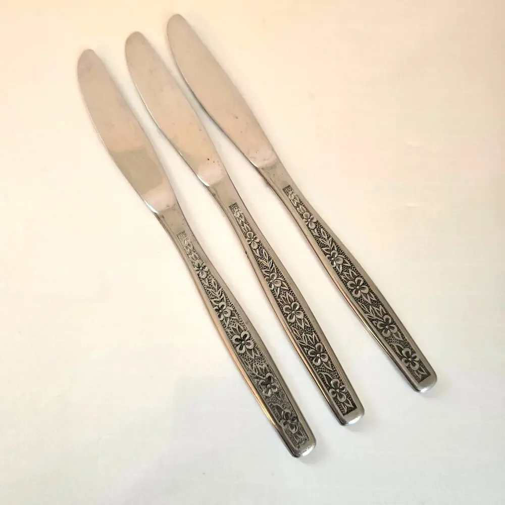 Rogers Stainless Butter/Dinner Knives La Spana Set Of 3 Mid Century Modern